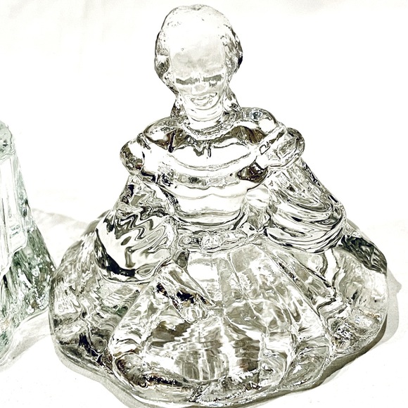 VINTAGE Mosser Clear Glass Victorian Lady Dresser Trinket Jewelry - Picture 7 of 15
